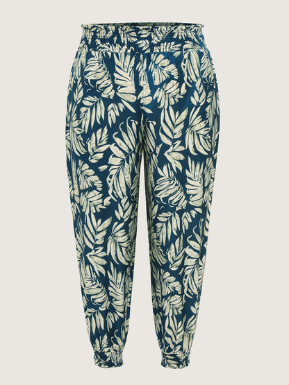 Supersoft Silohuette Flower Shirred Cuff Pants