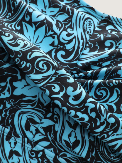 Paisley Print Twist Front Swim Dress