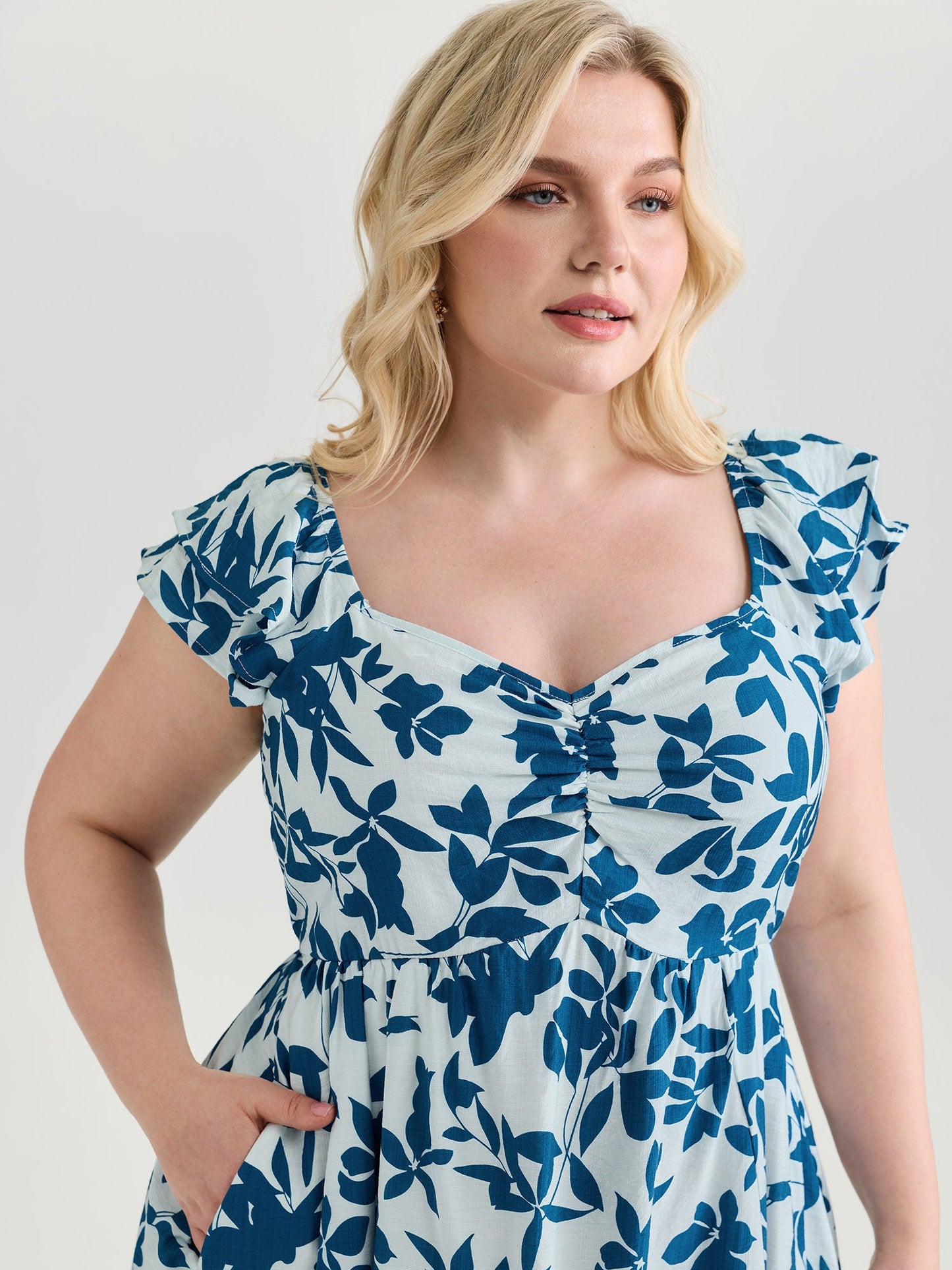 Floral Print Asymmetrical Hemline Maxi Dress