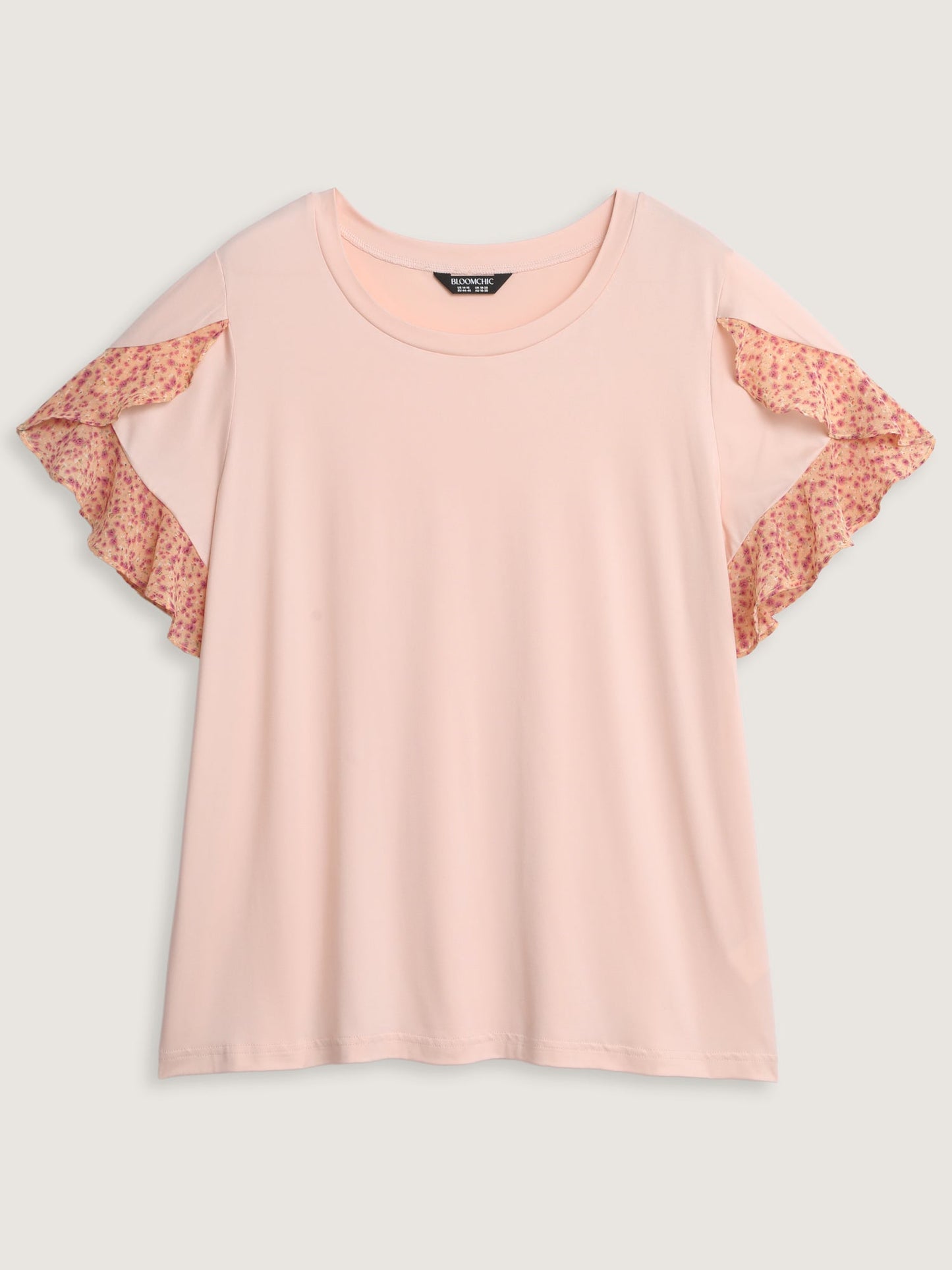 Floral Ruffled Sleeve Knit Top