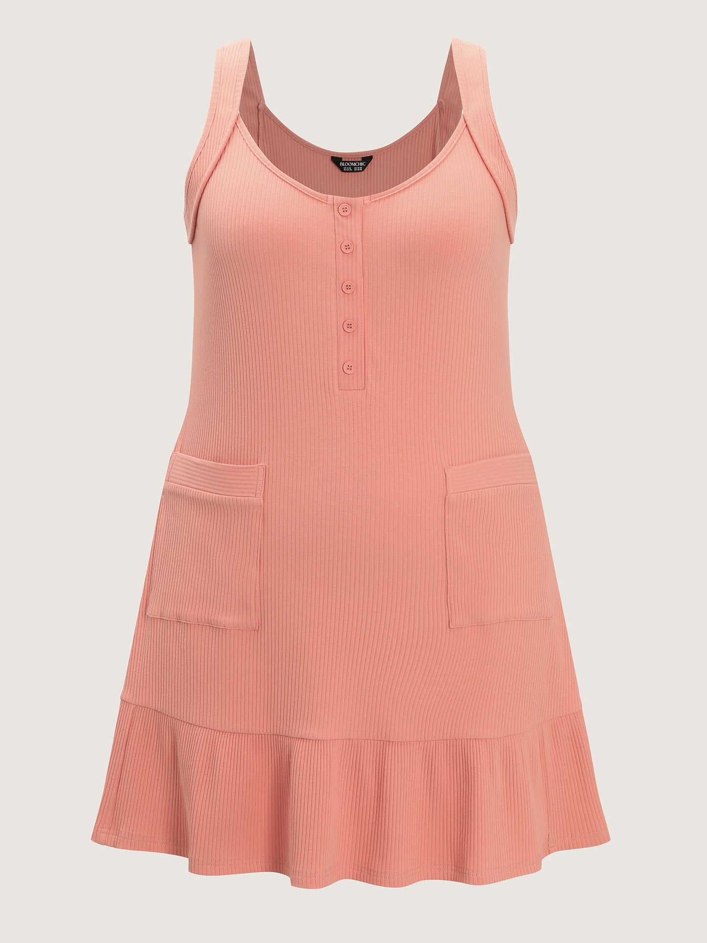 Cotton Scoop Neckline Ruffled Hem Mini Dress