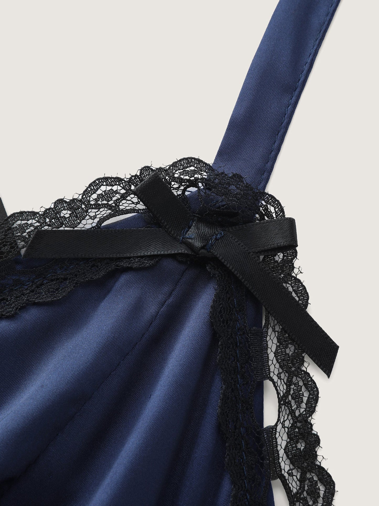 Satin Lace Trim V-Neck Lounge Dress