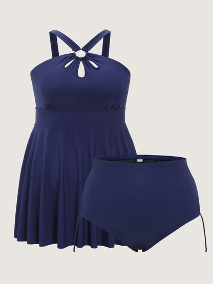 Keyhole Neckline Flowy Swim Dress