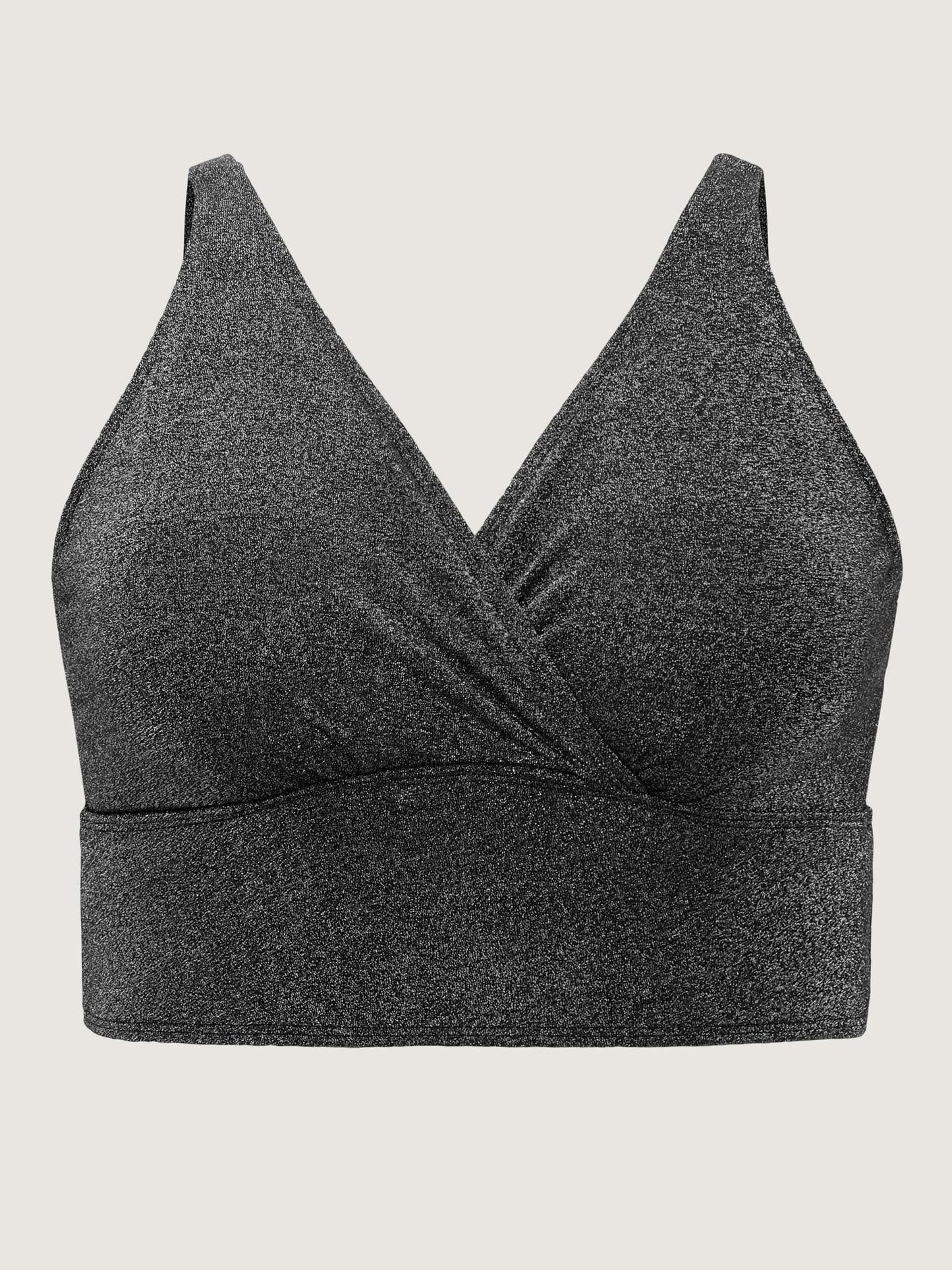 Textured Adjustable Surplice Neck Swim Top