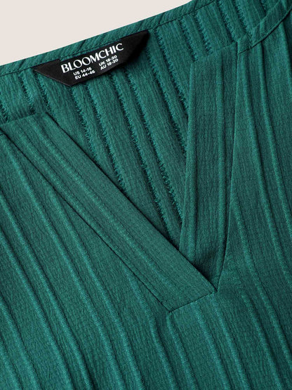 Textured Shirred Cinched Waist Maxi Dress