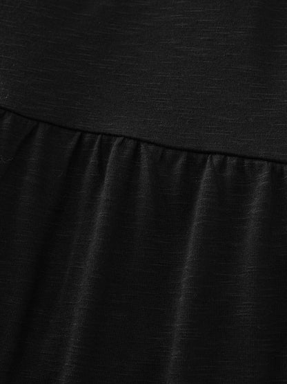 Pleated Wide-Straps Plain Midi Dress
