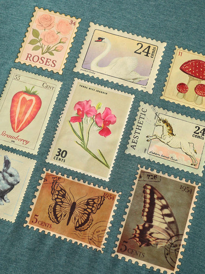 Supersoft Vintage Stamps Print T-Shirt
