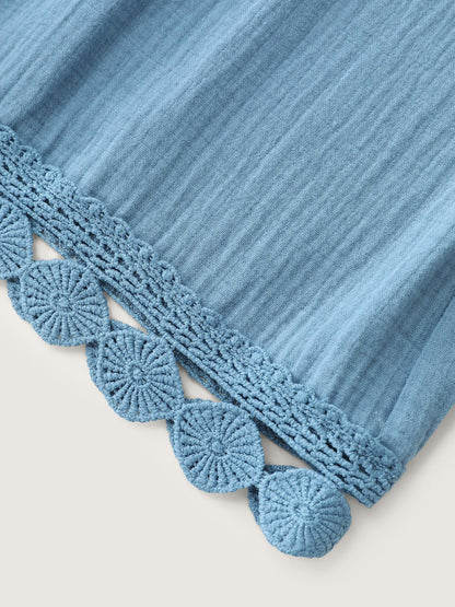 Pure Cotton Textured Lace Trim Shorts