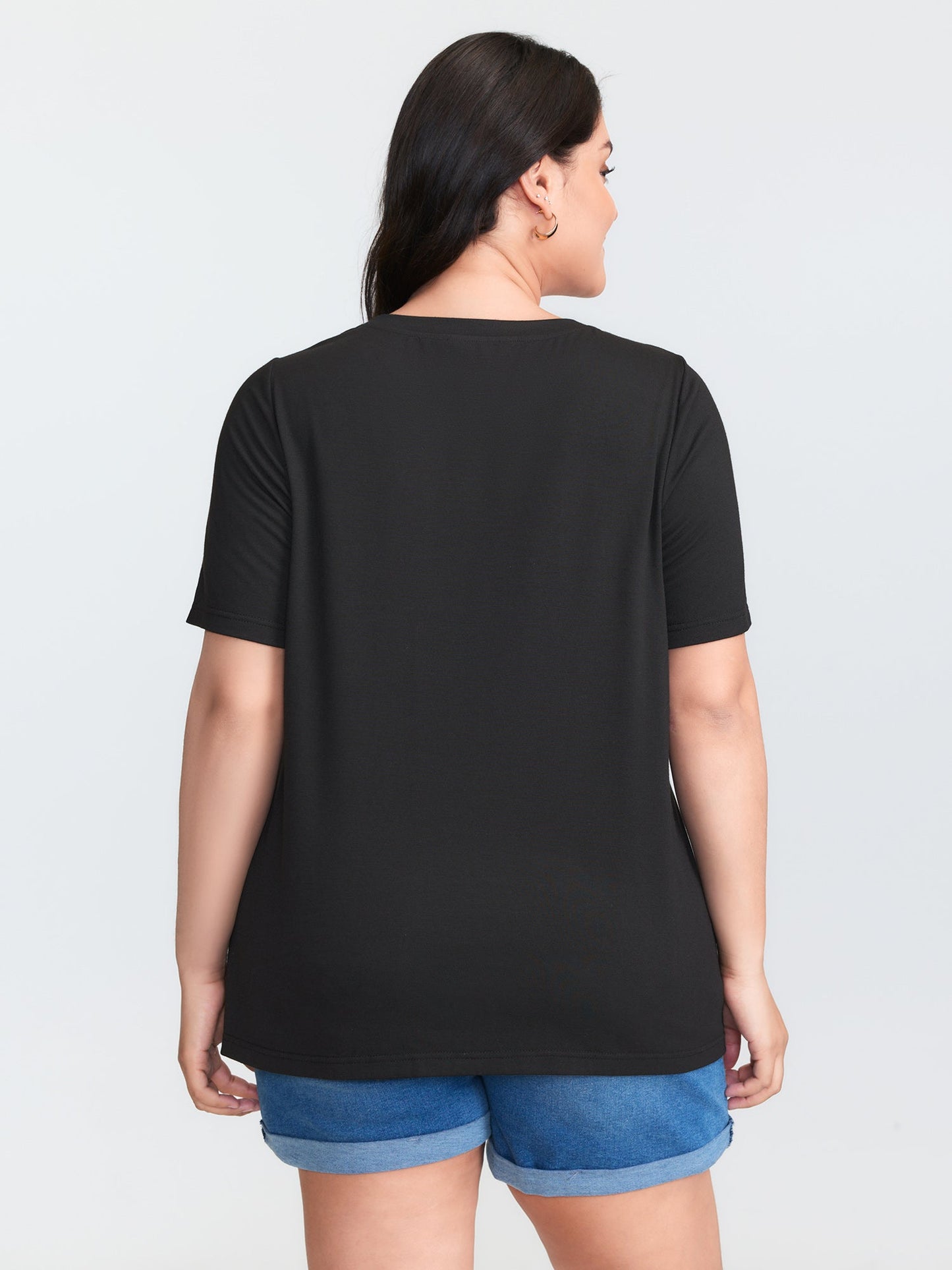 Multi-Color Heart Stretchy Round Neck T-Shirt