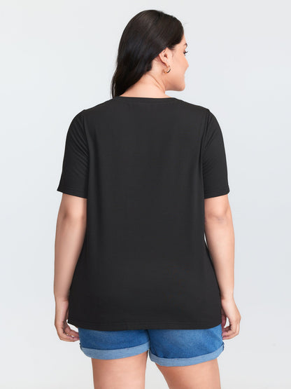 Multi-Color Heart Stretchy Round Neck T-Shirt