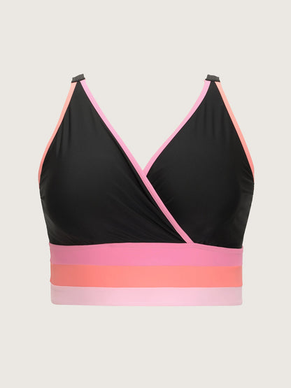 Color Contrast Stretchy Swim Top
