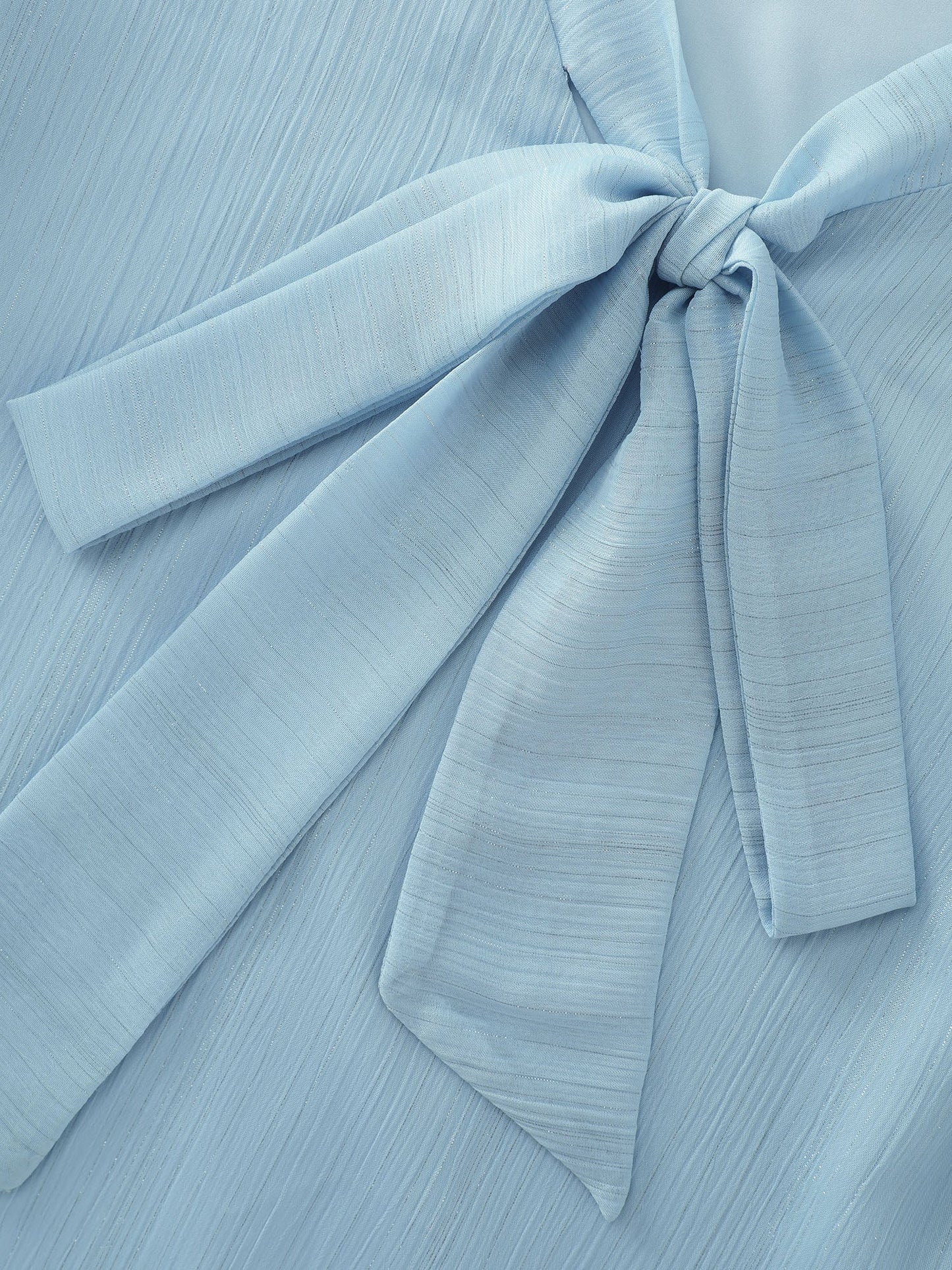 Ribbon Neckline Layered Sleeve Blouse