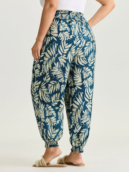 Supersoft Silohuette Flower Shirred Cuff Pants