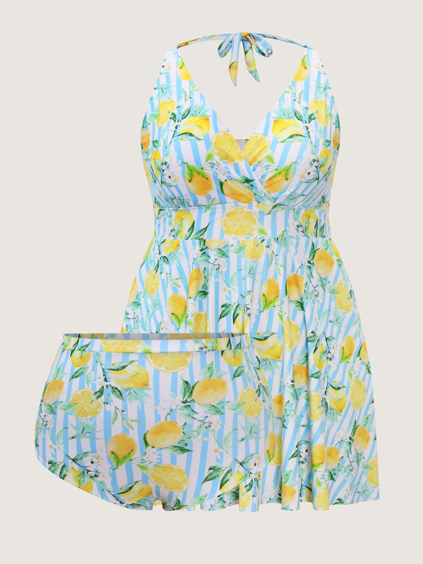 Citrus Fruit Print Fit And Flare Swim Dress