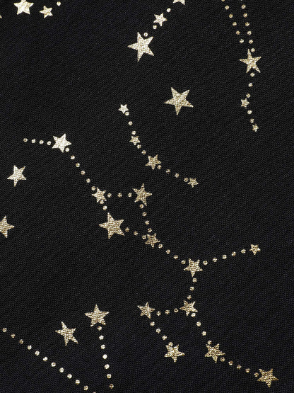 Shimmery Star Print Stretchy-Waist Midi Dress