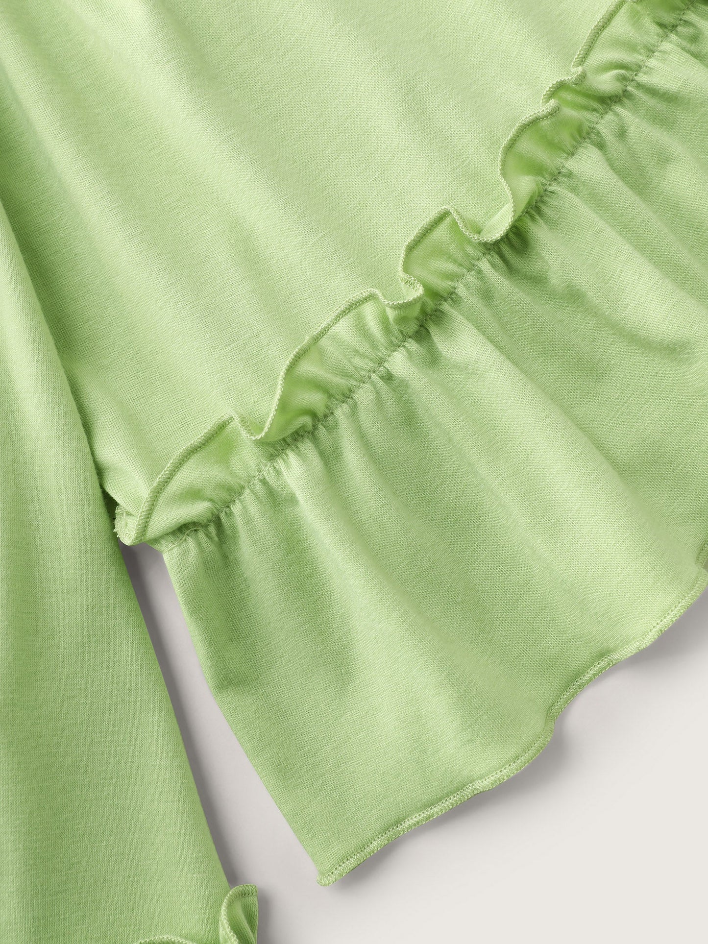 Ruffled Cut-Out Shoulder Flared Sleeve Top