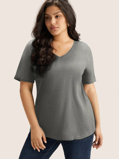 Cotton V Neck Plain Basic T-shirt