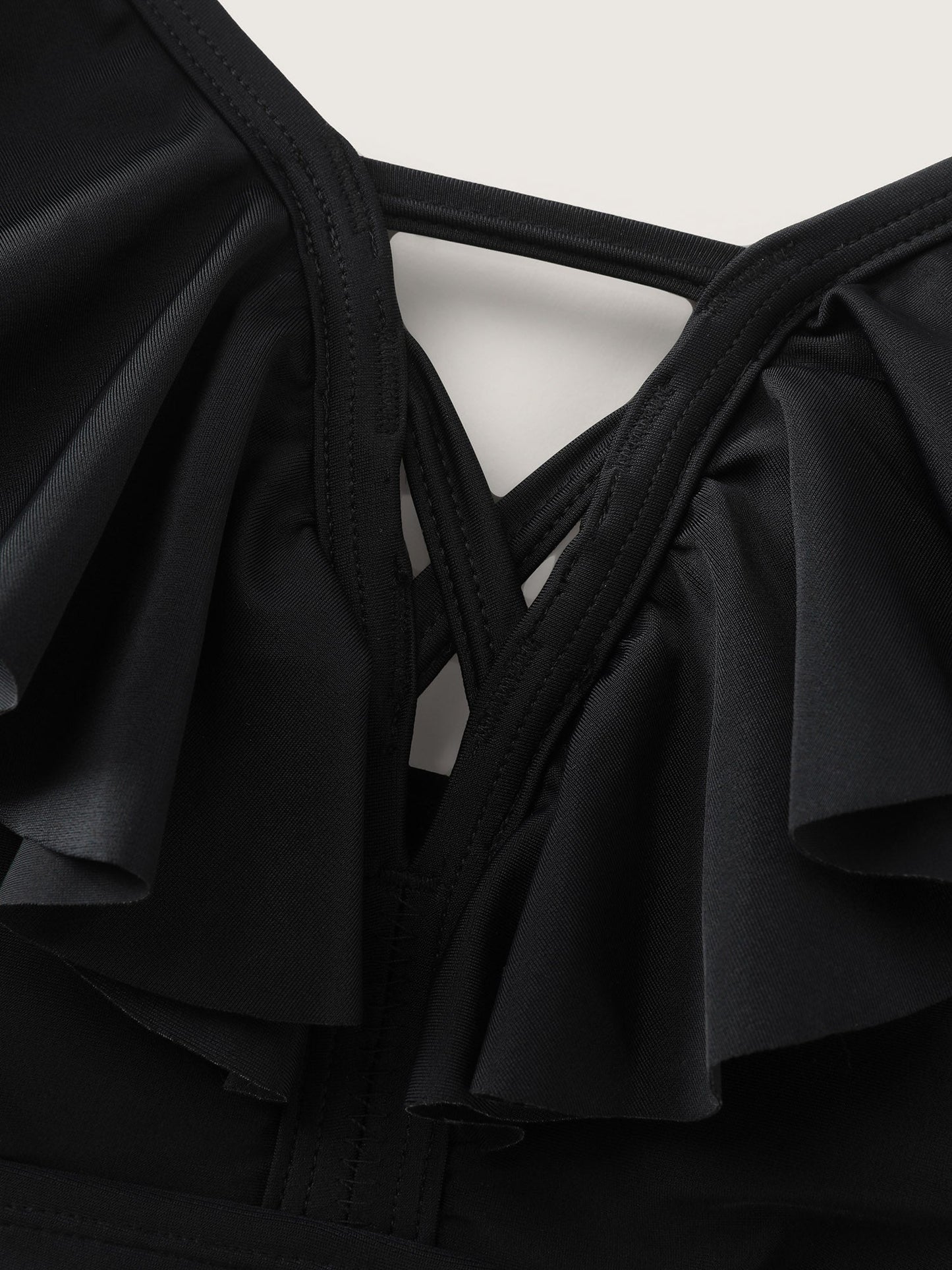 Cut-Out Ruffled Sleeve Swim Top