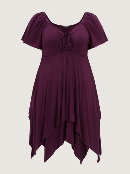 Stretchy Layered Drawstring Midi Dress
