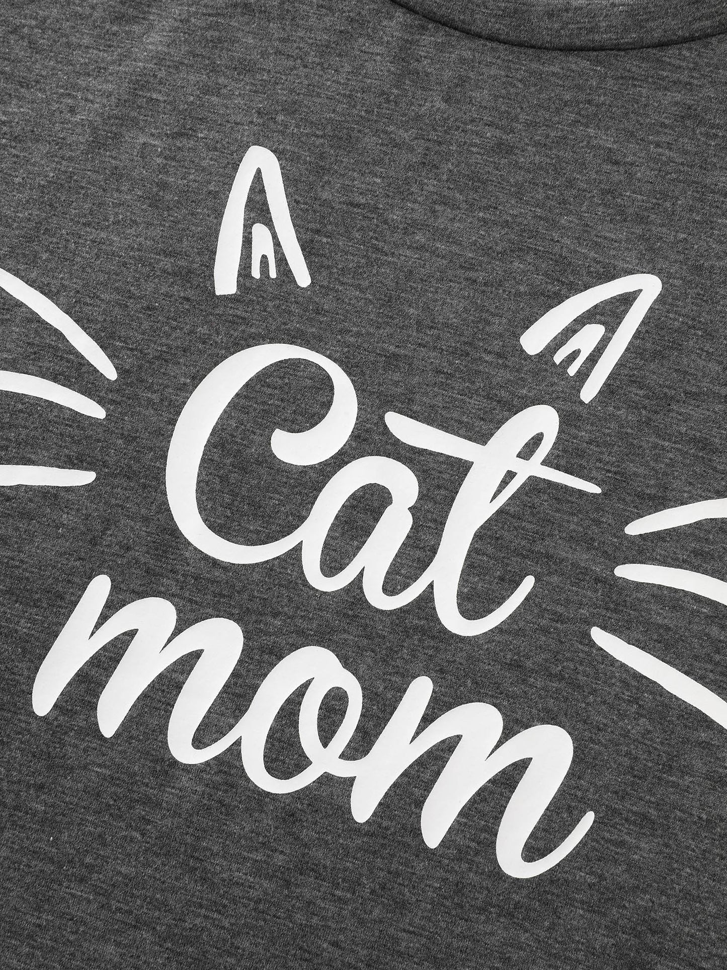 Supersoft Cute Cat Mom Round Neck T-Shirt