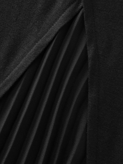 Stretchy Round Neck Rolled Cuff Sleeve T-Shirt