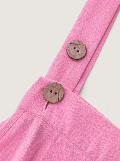 Pure Cotton Plain Adjustable Overall Jumpsuit