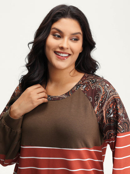 Supersoft Colorblock Paisley Print Sweatshirt