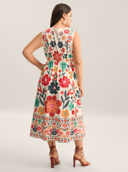plus size Floral Drama Cinched-Waist Maxi Dress