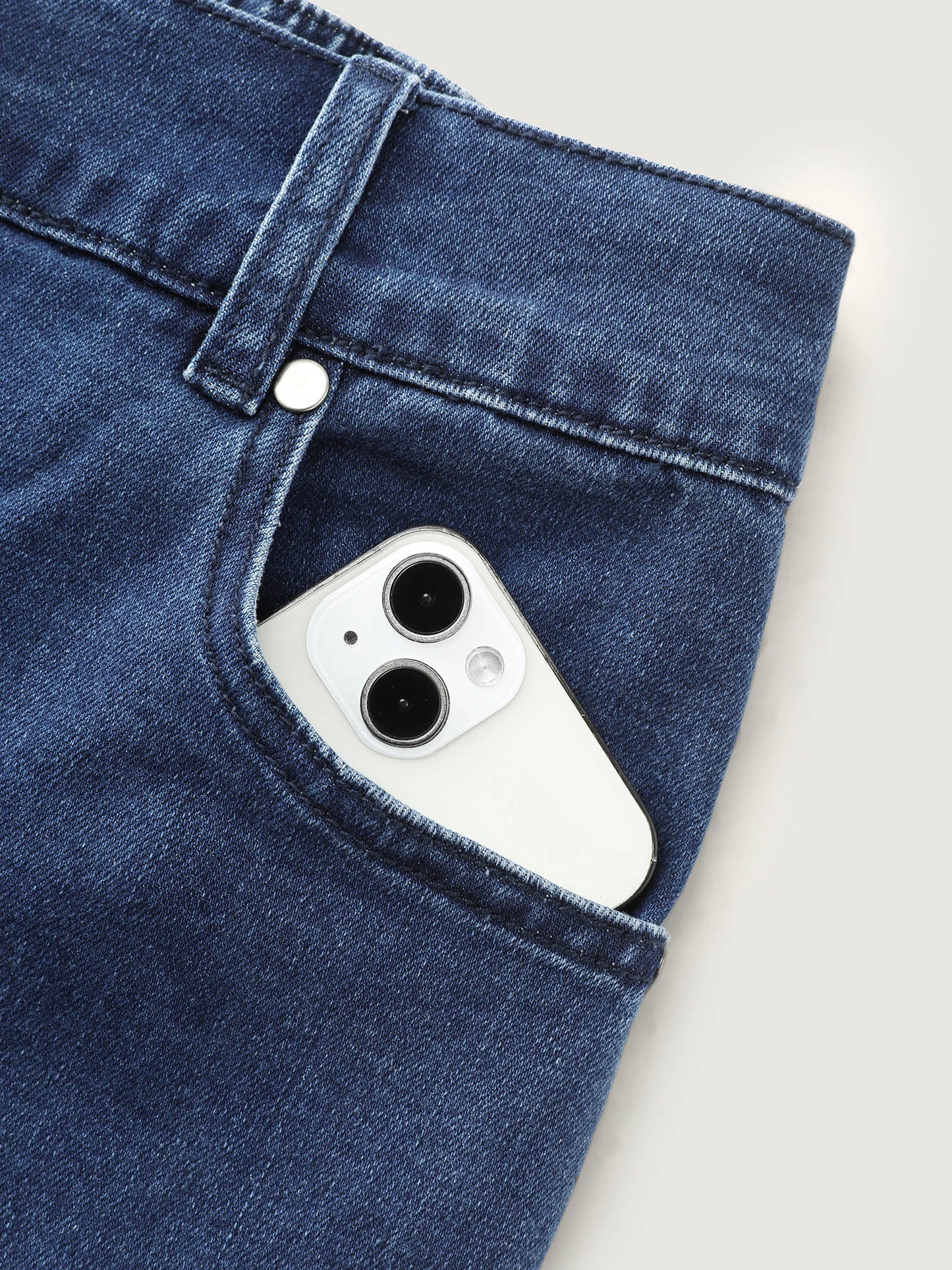 High-Rise Stretchy Embroidered Hem Jeans