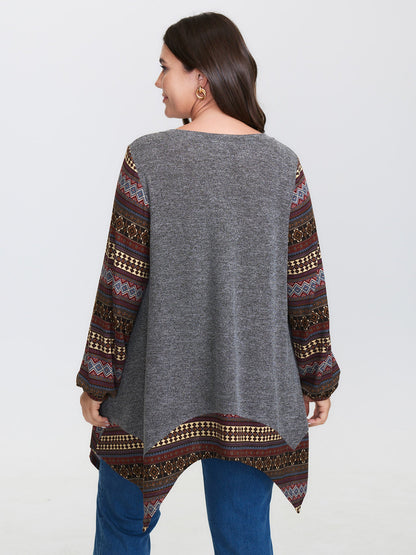Boho Stripes Color Contrast Stretchy Top