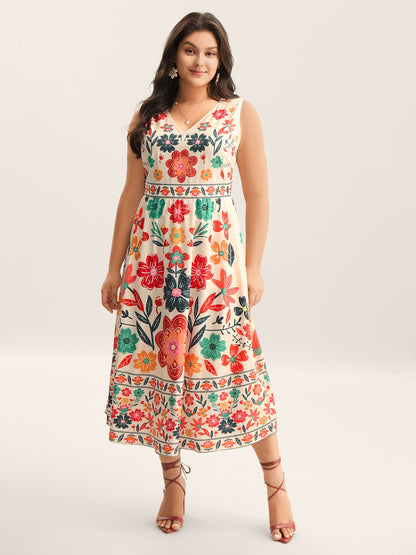 plus size Floral Drama Cinched-Waist Maxi Dress