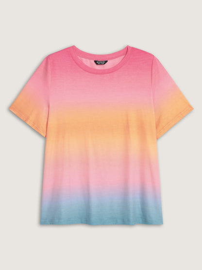 Ombre Gradient Round Neck T-Shirt