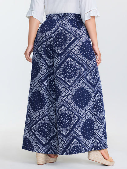 Geometric Print Wide-Leg Pants