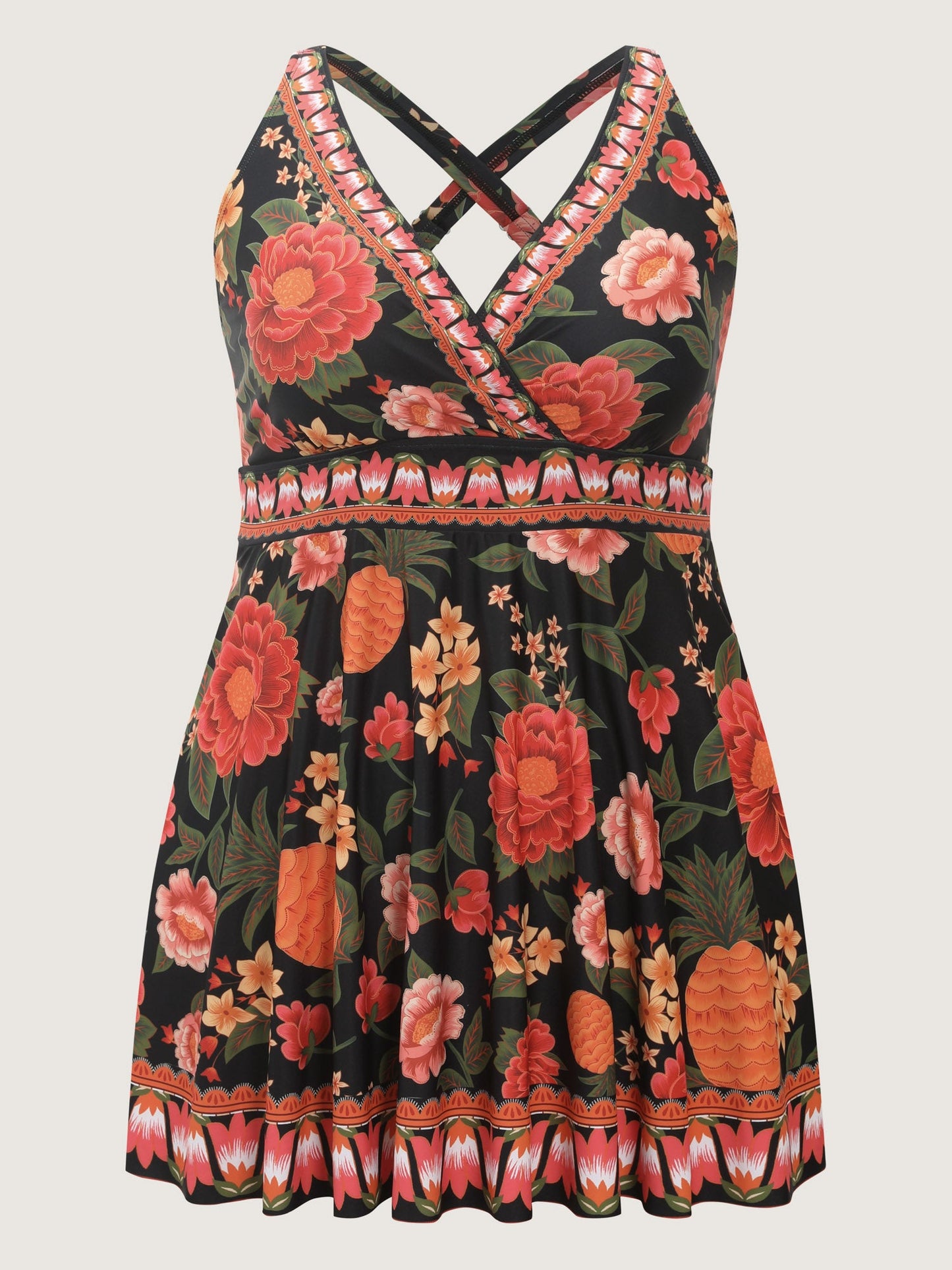 Floral Print Contrast Edge Swim Dress