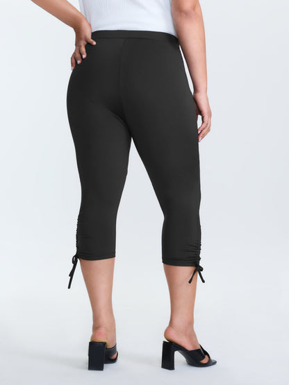 Stretchy Hem Ties Cropped Jogger Leggings