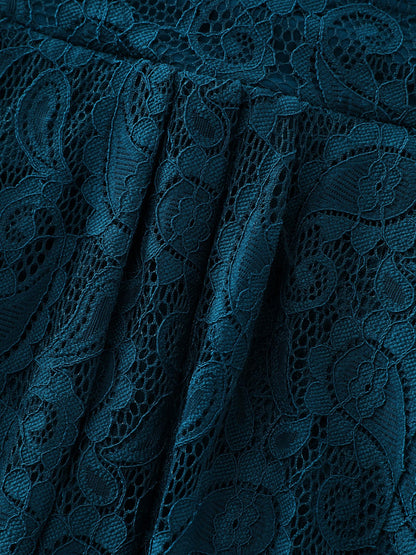 Lace Curvy Hem Fit And Flare Swim Dress