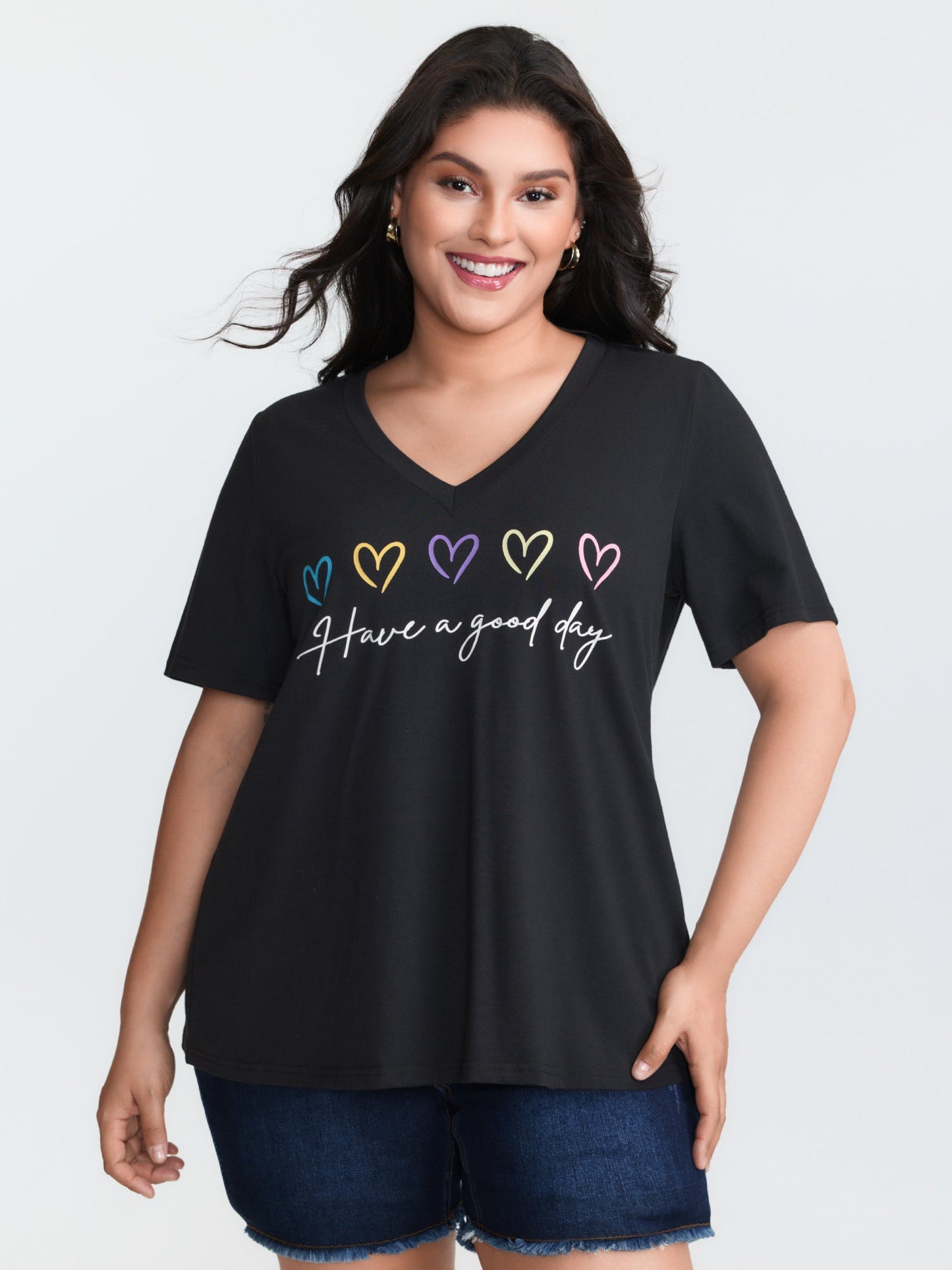 Supersoft Multi-Color Heart Print T-Shirt