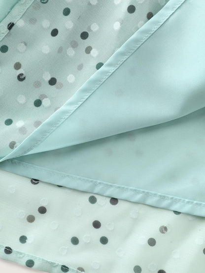 Polka Dots Waist-Tie V-Neck Blouse