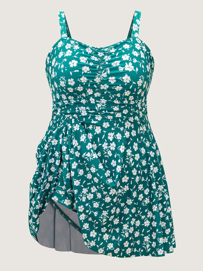 Ditsy Floral Ruched Empire Waist Swim Dress