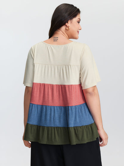 Supersoft Colorful Stripes A-Line Knit Top
