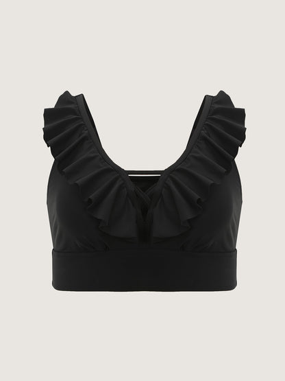 Cut-Out Ruffled Sleeve Swim Top