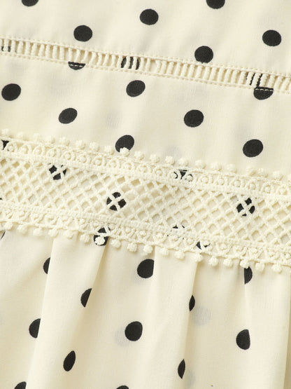 Polka Dot Elegance Lace Trim Blouse