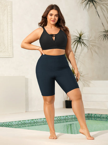 Textured Side Pockets Sculpting Swim Bottoms