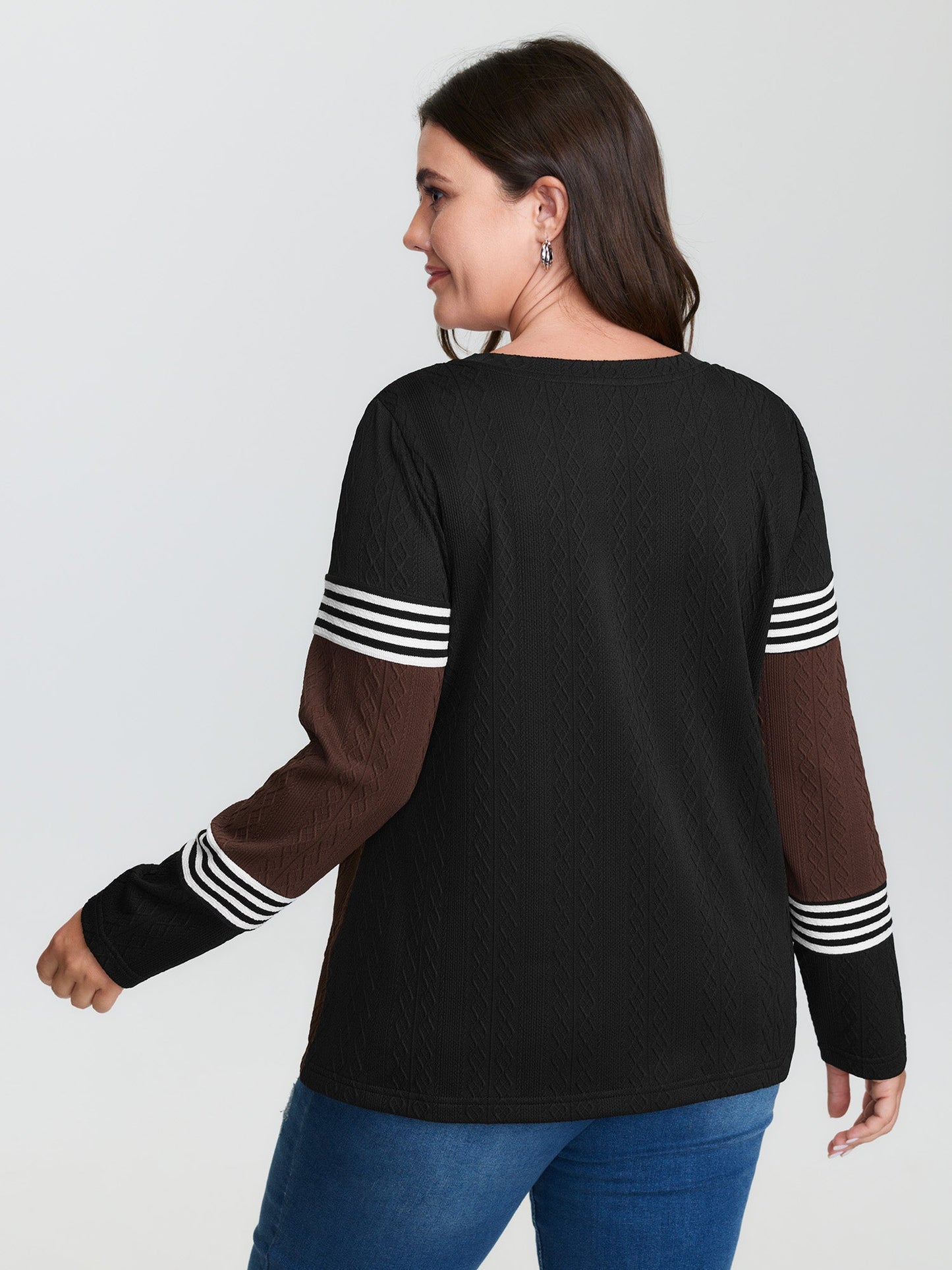 Stretchy Colorblock Textured Striped T-Shirt