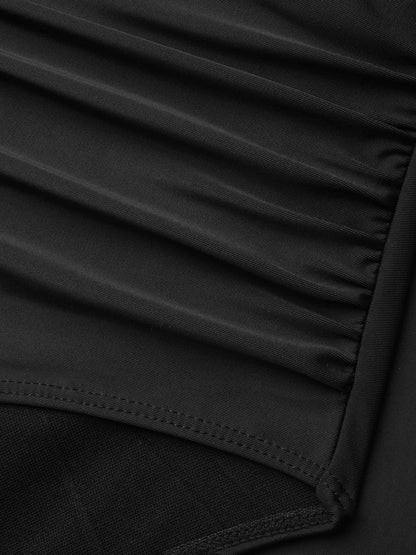 Layered Hips Coverage Slit Swim Bottoms