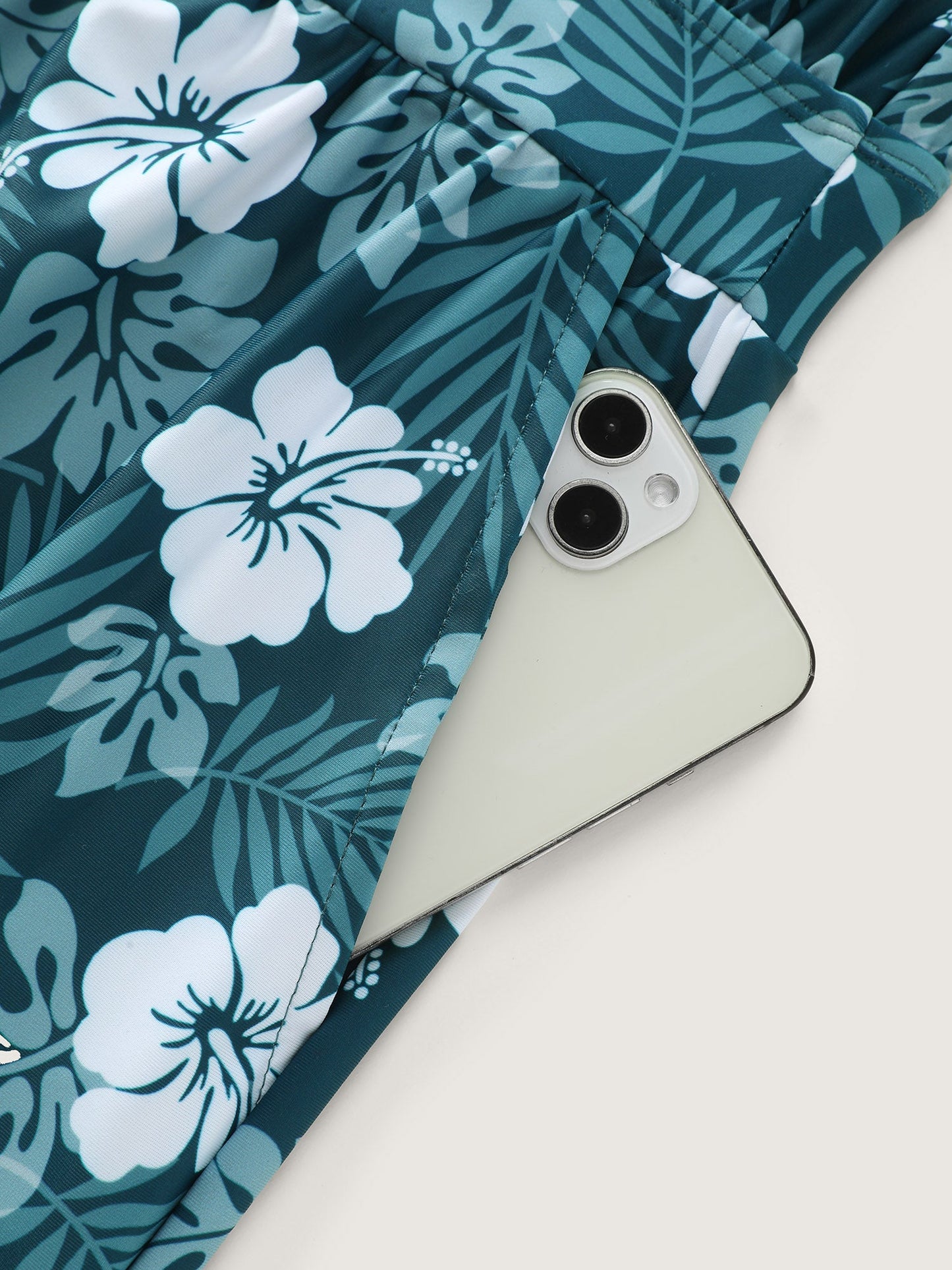 plus size Tropical Flower Print Pockets One-Piece Swimsuit
