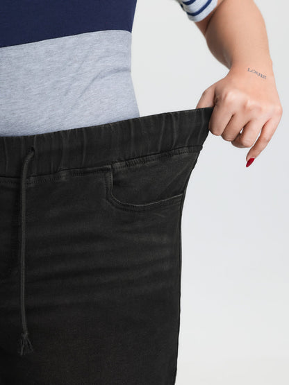 plus size  Pull-On Drawstring Elastic Waist Denim Shorts
