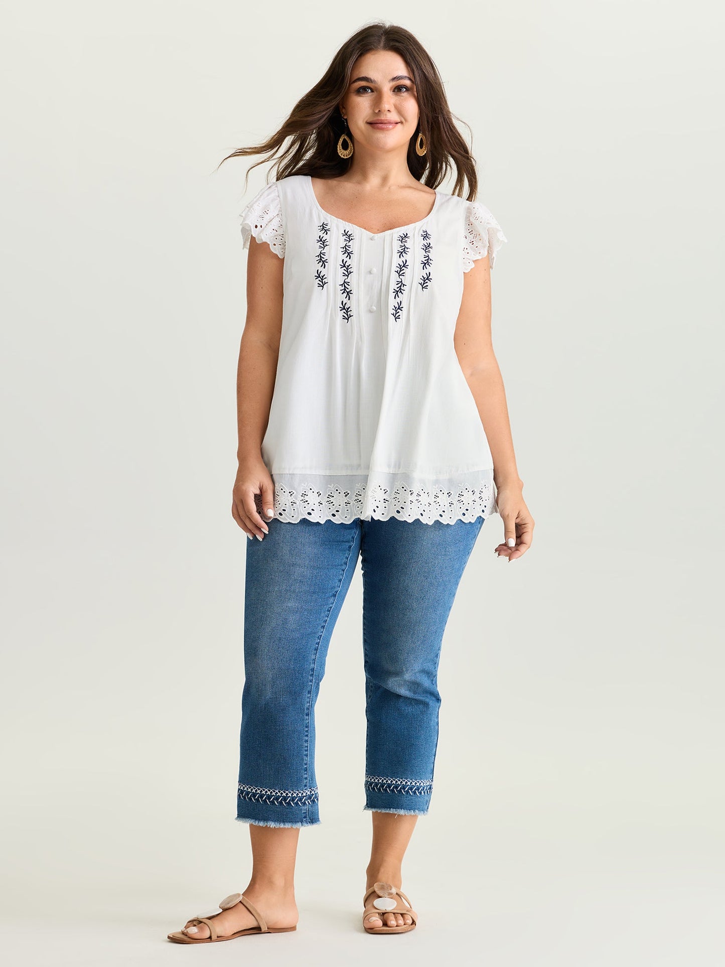 Supersoft Embroidered Cut Out Blouse
