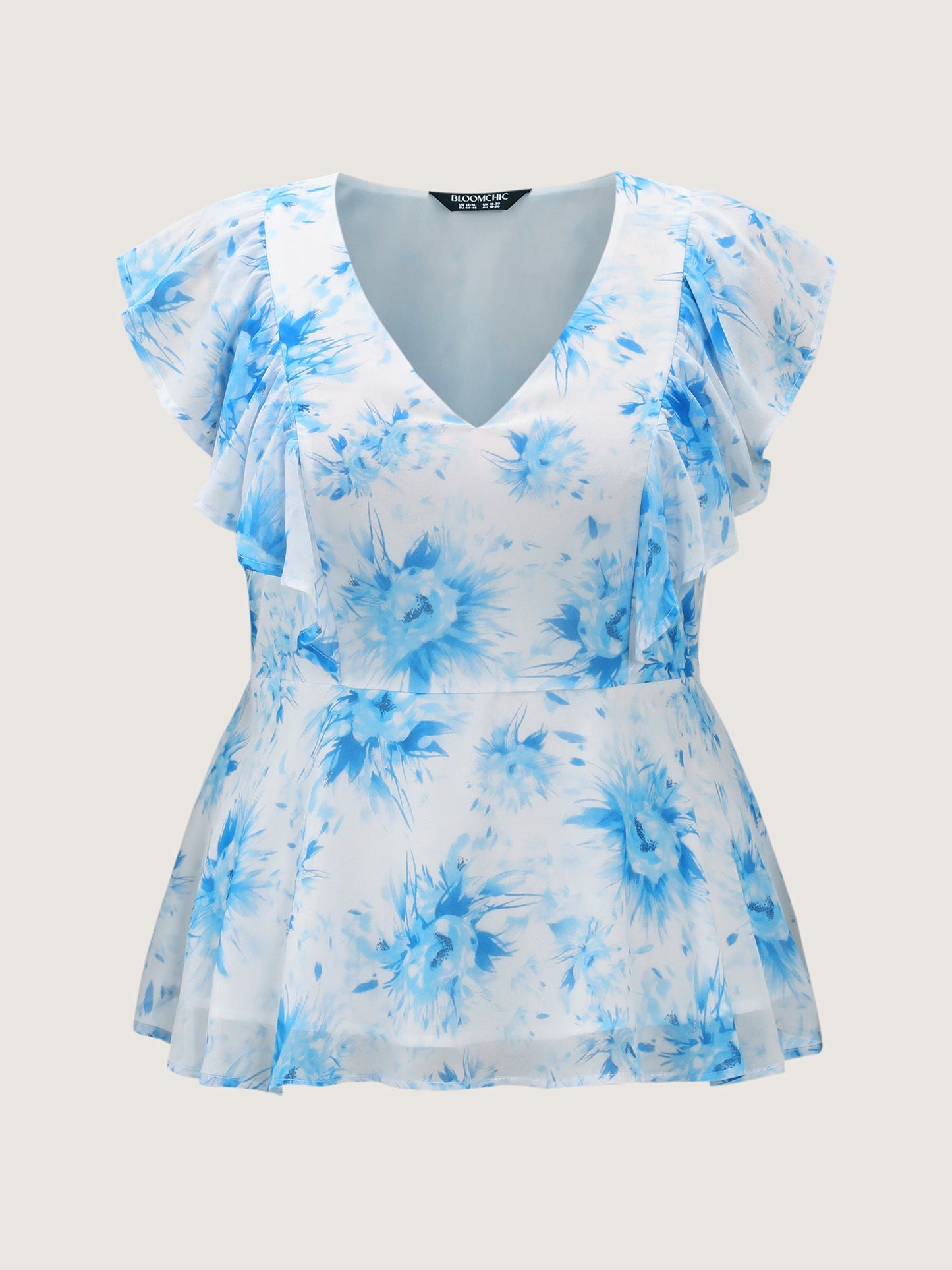 Floral Print Cinched-Flared Blouse