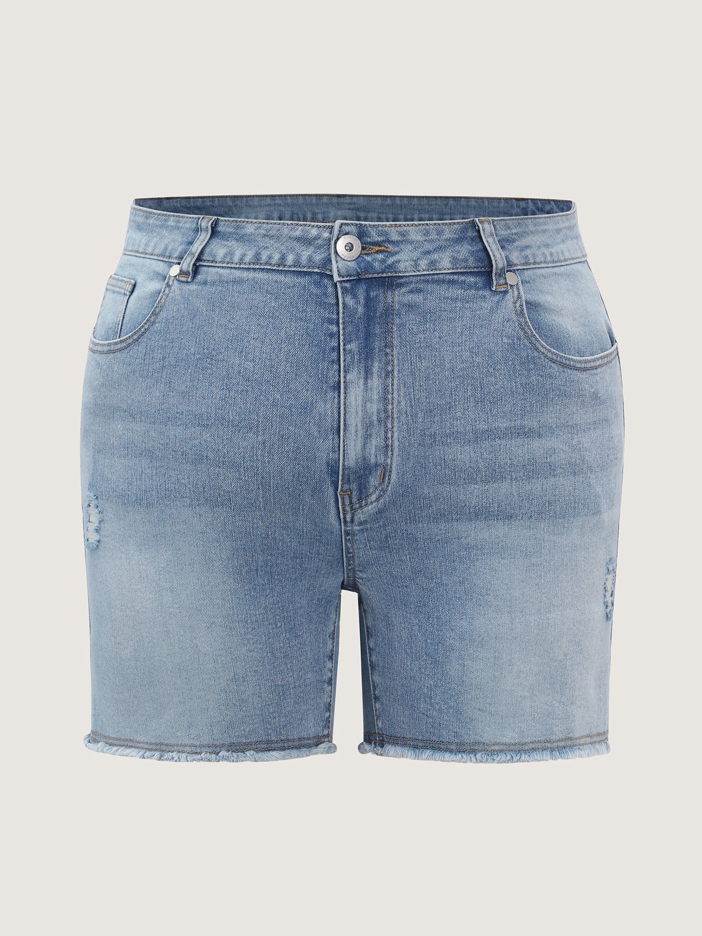 Faded Mid-Rise Stretchy Denim Shorts